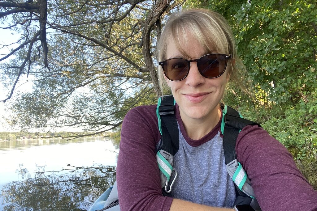 Selfie of Ali while kayaking Lake Ontario.